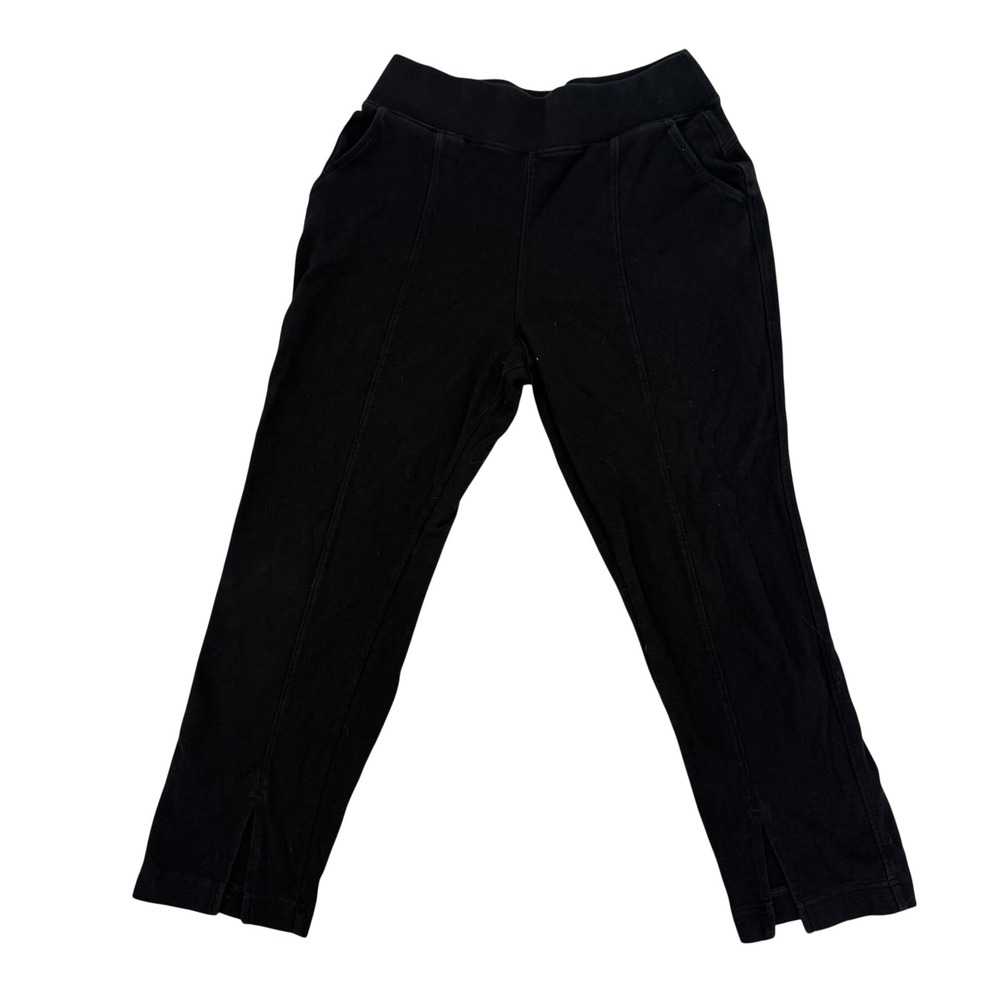Pact Organic Cotton Black High Rise Split Hem Crop Pants‎ Womens Medium - Picture 2 of 11